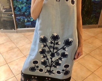 Ulya embroidered linen dress Ethic fashion Ukrainian sundress