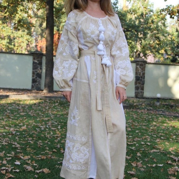 white embroidered boho dress