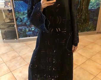 Katrin Ukrainian dress Embroidered linen vyshyvanka Fashion ethnic cloth in S-M size