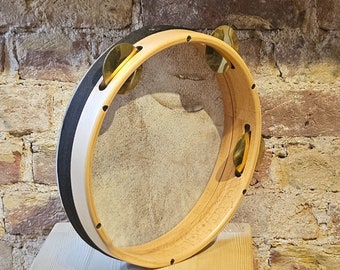 Tunable Frame Drum with Brass Cymbals (Tambourine)