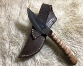 Jeff White Camp knife with leather sheath