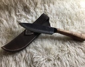 Jeff White Razorback knife with leather sheath