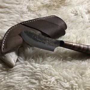 Jeff White Small Nessmuk Knife with handmade leather sheath
