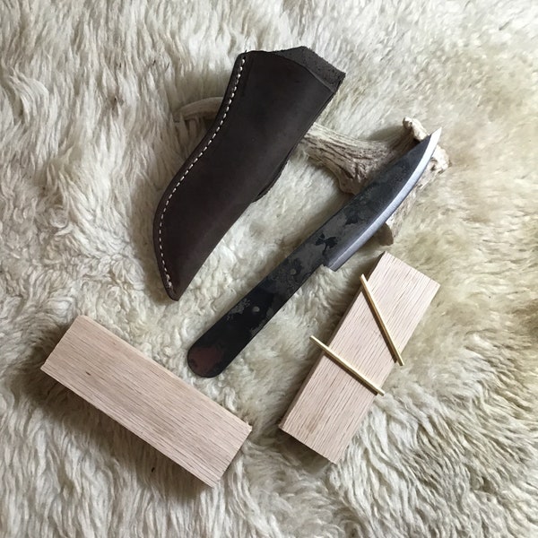 Jeff White Groomsman’s Gift Knife Blank and Wooden Handle Kit with Sheath