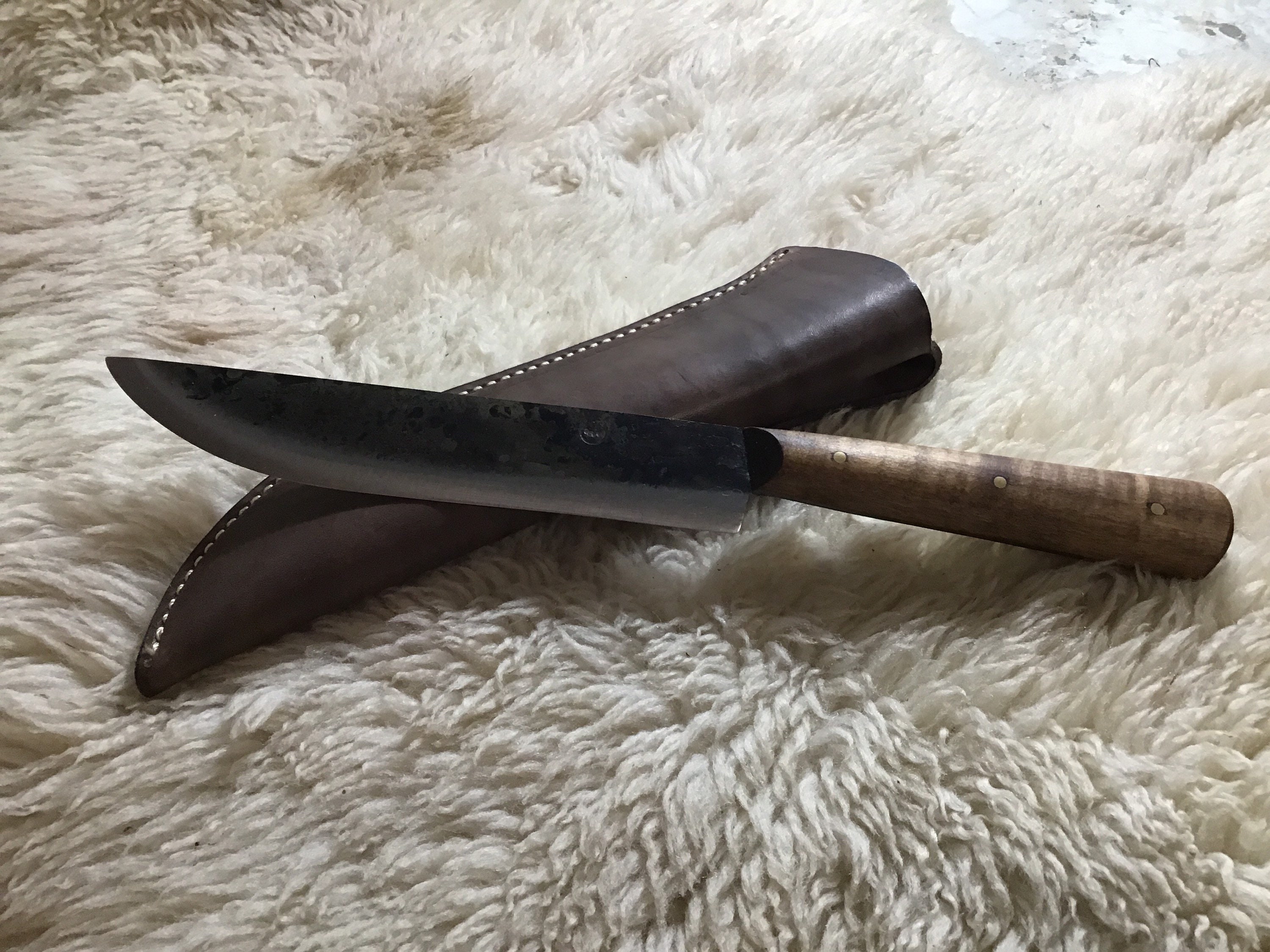 Jeff White Long Hunter Knife with leather sheath