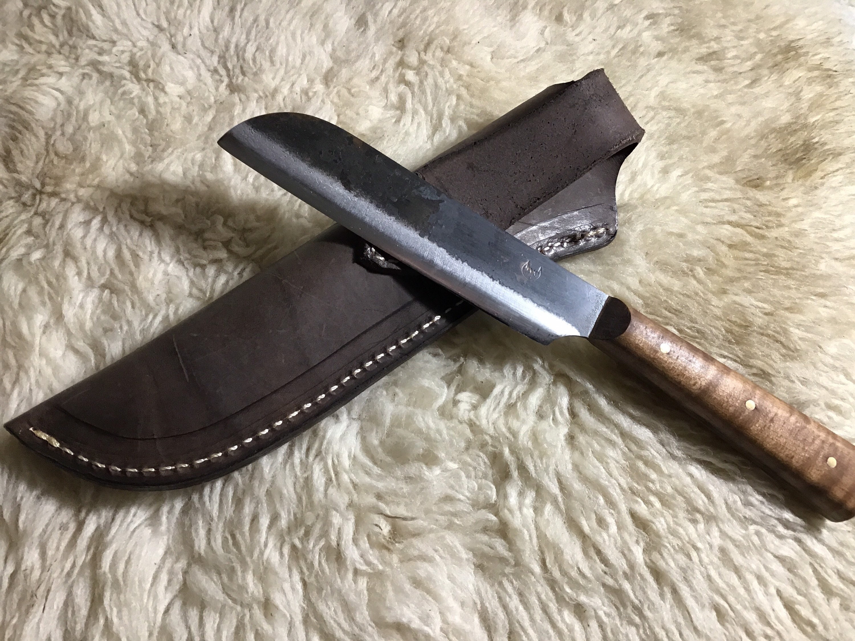 Jeff White Sheepsfoot knife with leather sheath Etsy