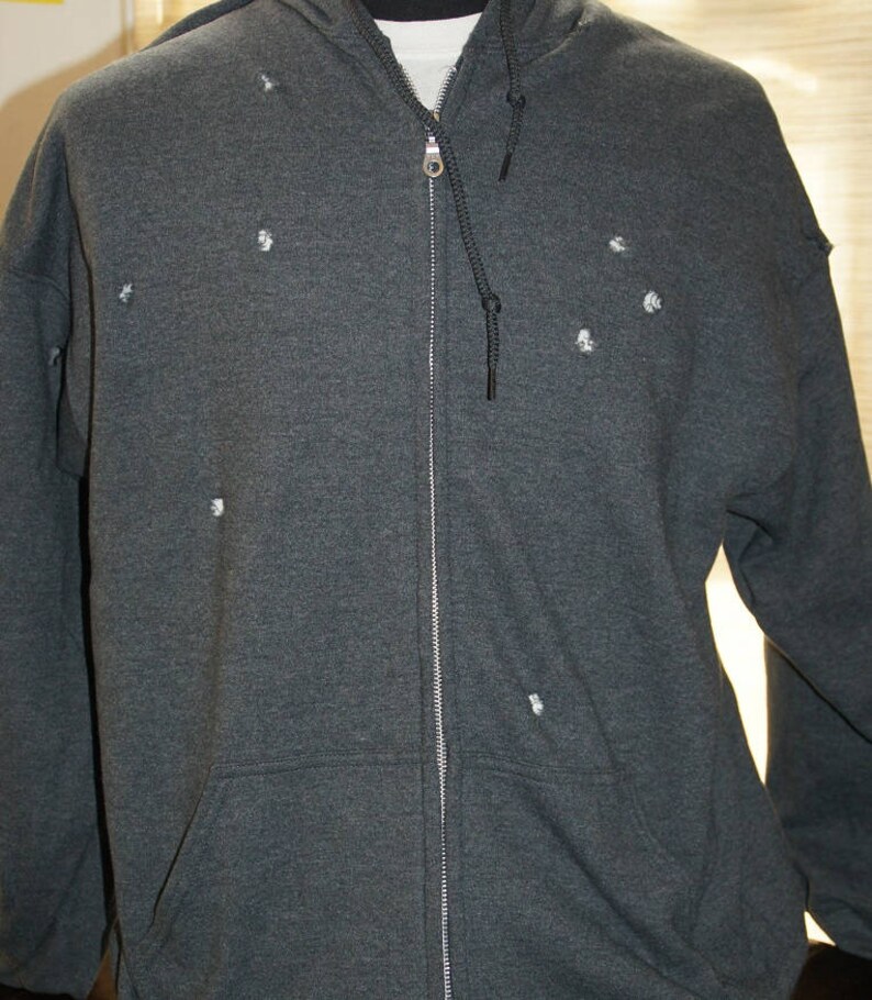 Bulletproof Bullet Hole Hoodie Gray Luke Cage Full Zip Etsy