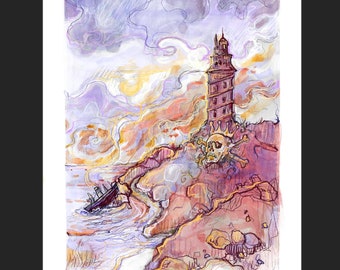 Hercules Tower | shipwreck Aegean Sea | giant Geryon | A Coruña | Fine Art Print
