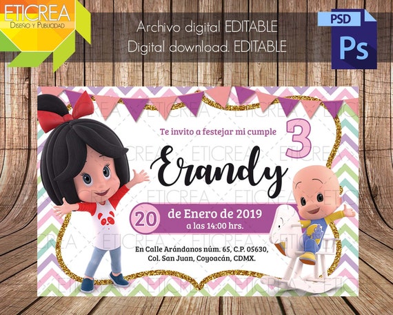 Invitation Invitation Cleo And Cuquin Family Editable Psd Etsy