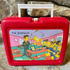 Vintage 1990 Thermos Simpsons Lunch Box, Plastic, Vintage Cartoons, Lunch Boxes