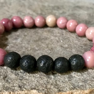 Pink Aventurine Lava Rock Bracelet, Trendy Bracelets, Gifts for Teens,  Mother Daughter Bracelets, Family, Essential Oil Diffuser Bracelet