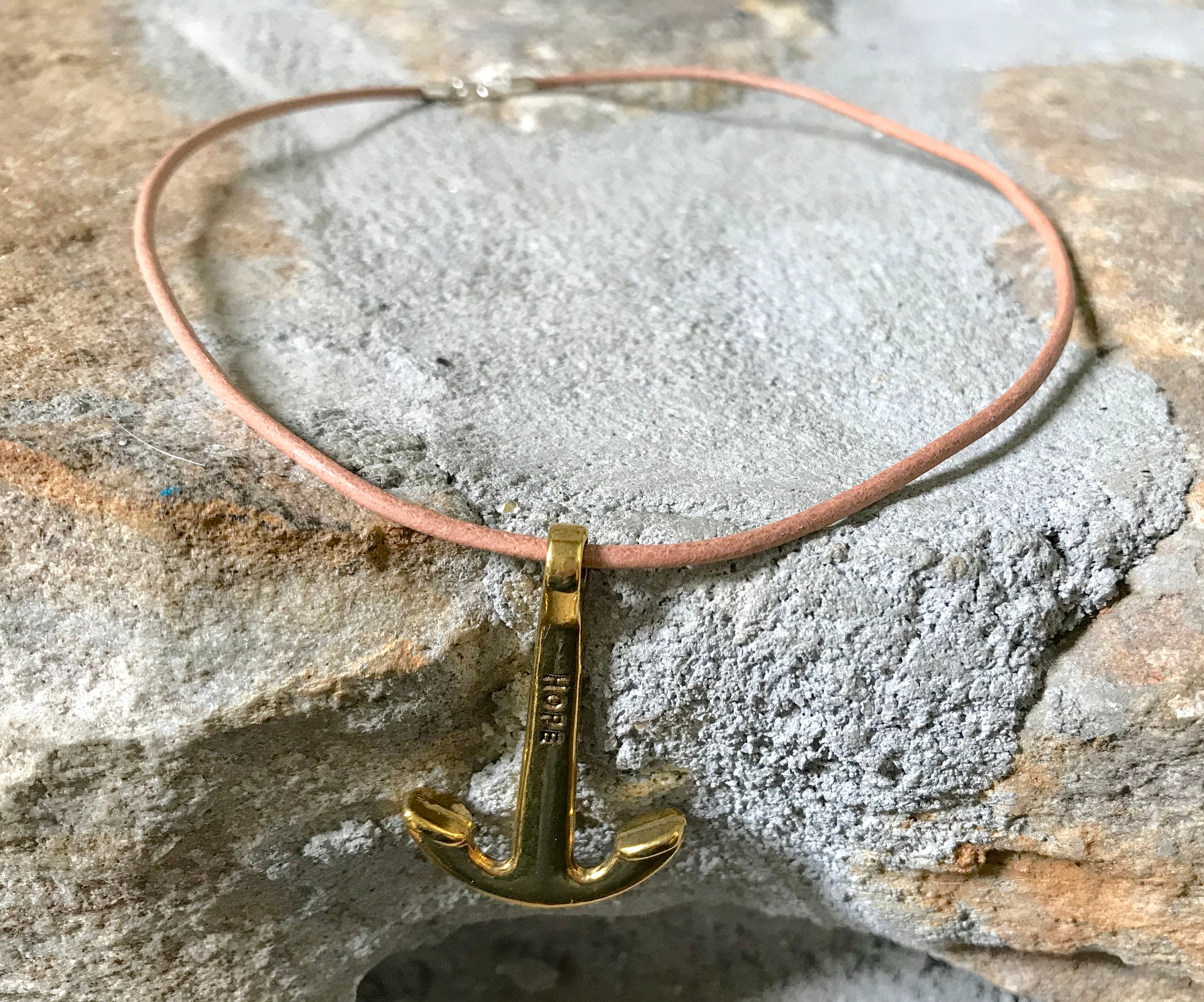 Hope Anchor Necklace Gift for Hard Times Genuine Leather Etsy