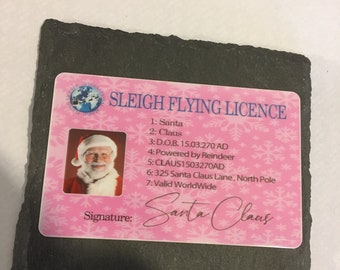santas lost flying licence plastic card double sided