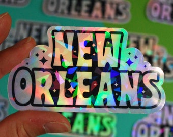 New Orleans Holographic Sticker - Rainbow Nola Decal - Louisiana Water Bottle Sticker