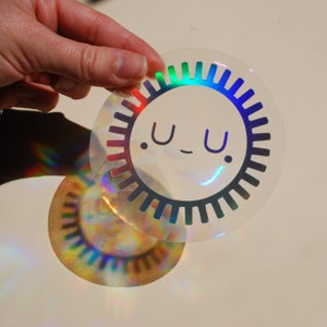 Sun Catcher Sticker - Rainbow Maker - Window Prism Decal - Holographic - Silver - Opal - White - Black