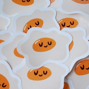 Fried Egg Sticker - Sunny Side Up Egg Decal - Kawaii Cute Egg - Happy Egg