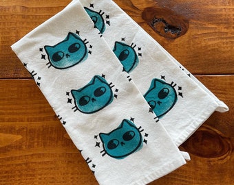 Cat Tea Towel | Kitty Kitchen Dish Towel | 100% Cotton | Pop Art Kittens
