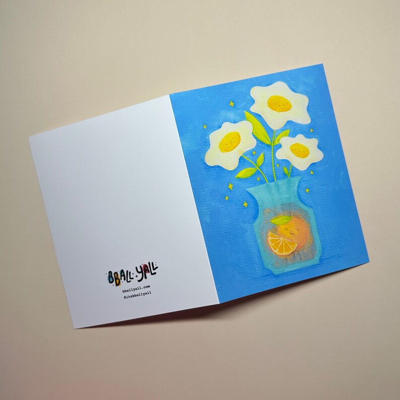 Carte de voeux fleur d'oeuf - bouquet de petit déjeuner - carte vierge A2 - une carte ou un ensemble image 3