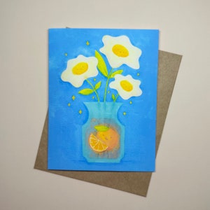 Carte de voeux fleur d'oeuf - bouquet de petit déjeuner - carte vierge A2 - une carte ou un ensemble image 1