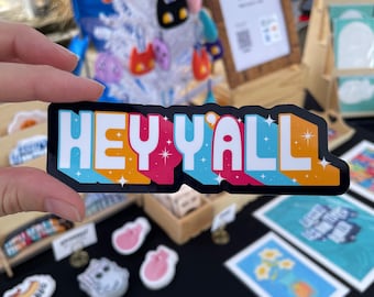 Hey Y'all Sticker | New Orleans Louisiana Water Bottle Decal | Southern Laptop Sticker