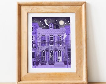Impression d'Art appartement quartier français hanté - Illustration de la maison effrayante de la Nouvelle-Orléans