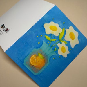 Carte de voeux fleur d'oeuf - bouquet de petit déjeuner - carte vierge A2 - une carte ou un ensemble image 2