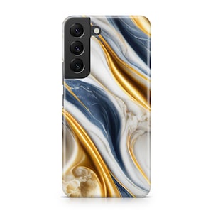 Blue White Gold Marble Case - Samsung Galaxy S25, S24, S23, S22, S21, S20, S10, S9, Ultra, Plus, FE, Note 20, 10, 9, A73, A53, A33, A72, A52