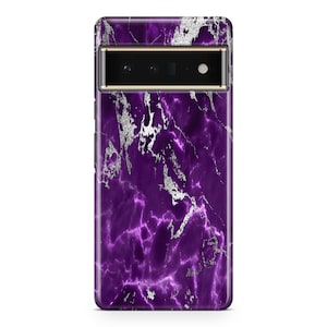 Purple & Silver Marble II Case - Google Pixel 10a, 10, 9a, 9, 9 Pro, 9 Pro XL, 8a, 8, 8 Pro, 7a, 7, 7 Pro, 6, 6a, 6 Pro, 5, 4a 5g, 4a, 4 XL