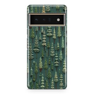 Embroidered Forest Case - Google Pixel 10a, 10, 9a, 9, 9 Pro, 9 Pro XL, 8a, 8, 8 Pro, 7a, 7, 7 Pro, 6, 6a, 6 Pro, 5, 4a 5g, 4a, 4 XL, 3a xl