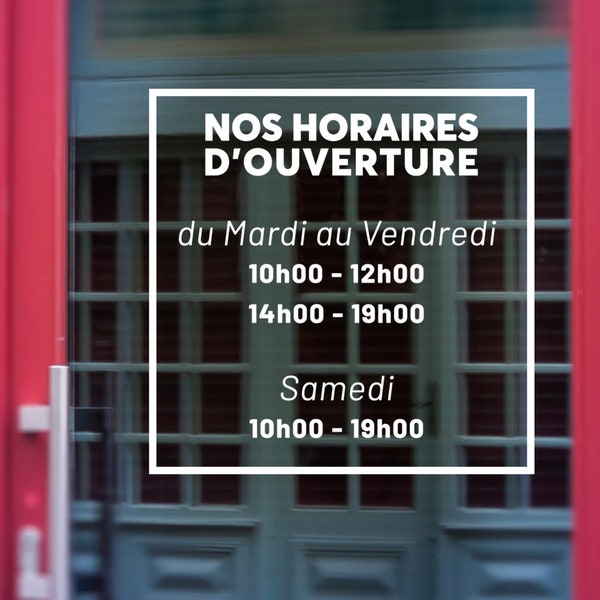 Autocollants horaires d'ouverture pour vitrine - 08