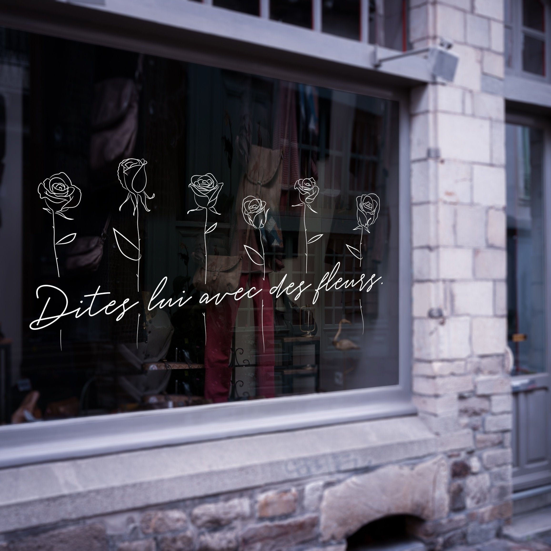 Stickers Vitrophanie St Valentin - 17 Blanc