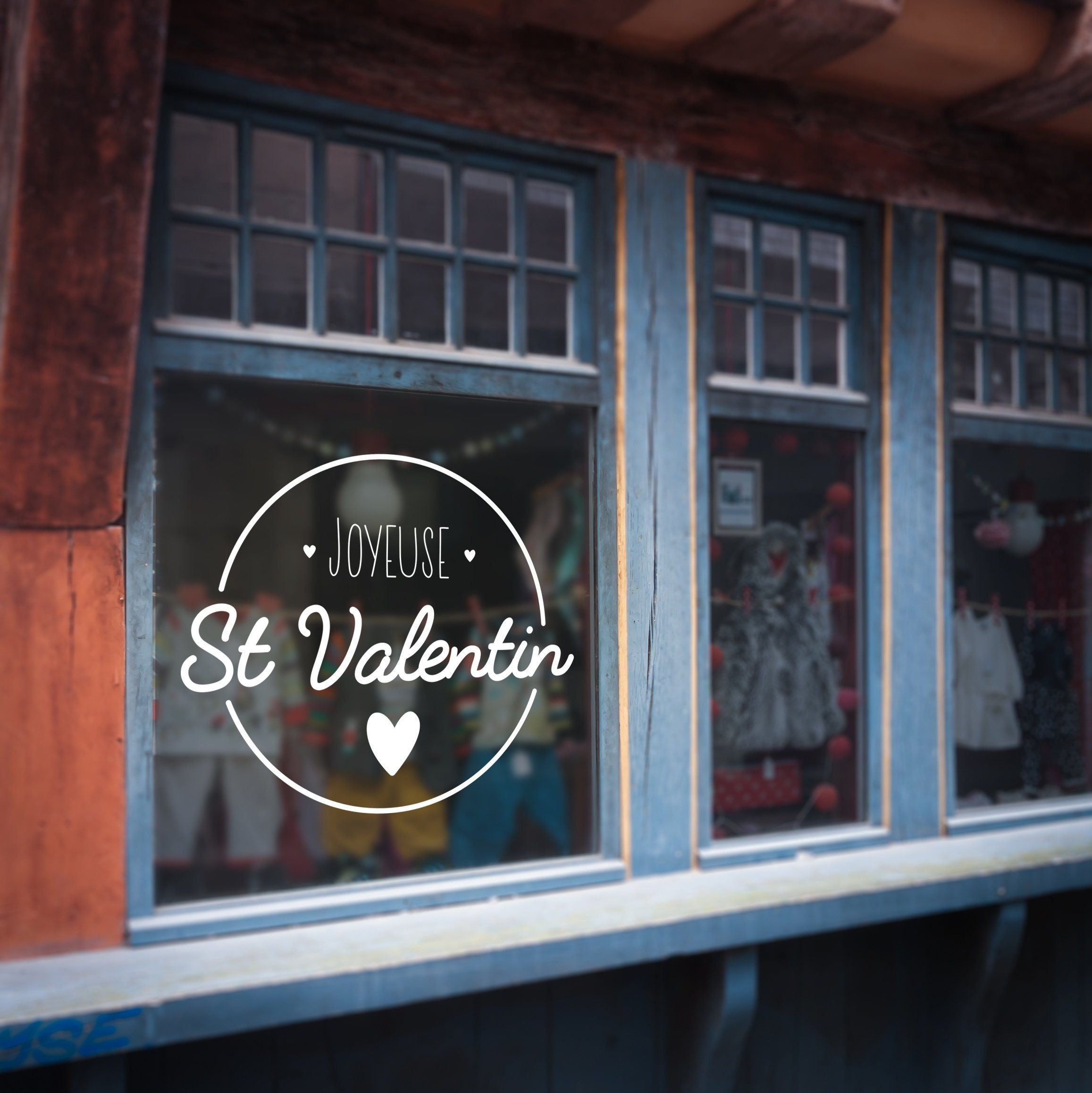 Stickers Vitrophanie St Valentin - 09 Blanc