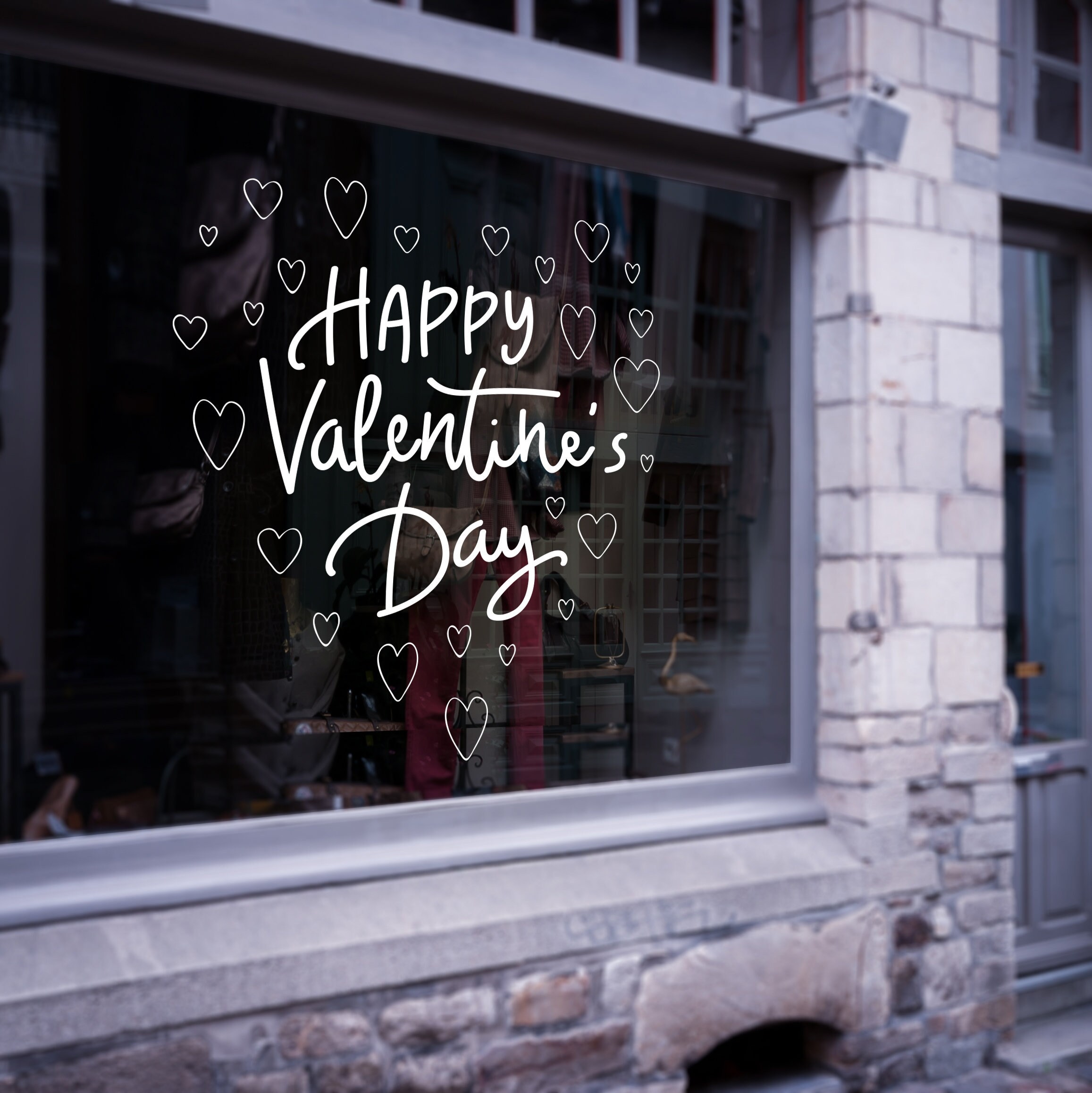 Stickers Vitrophanie St Valentin - 19 Blanc