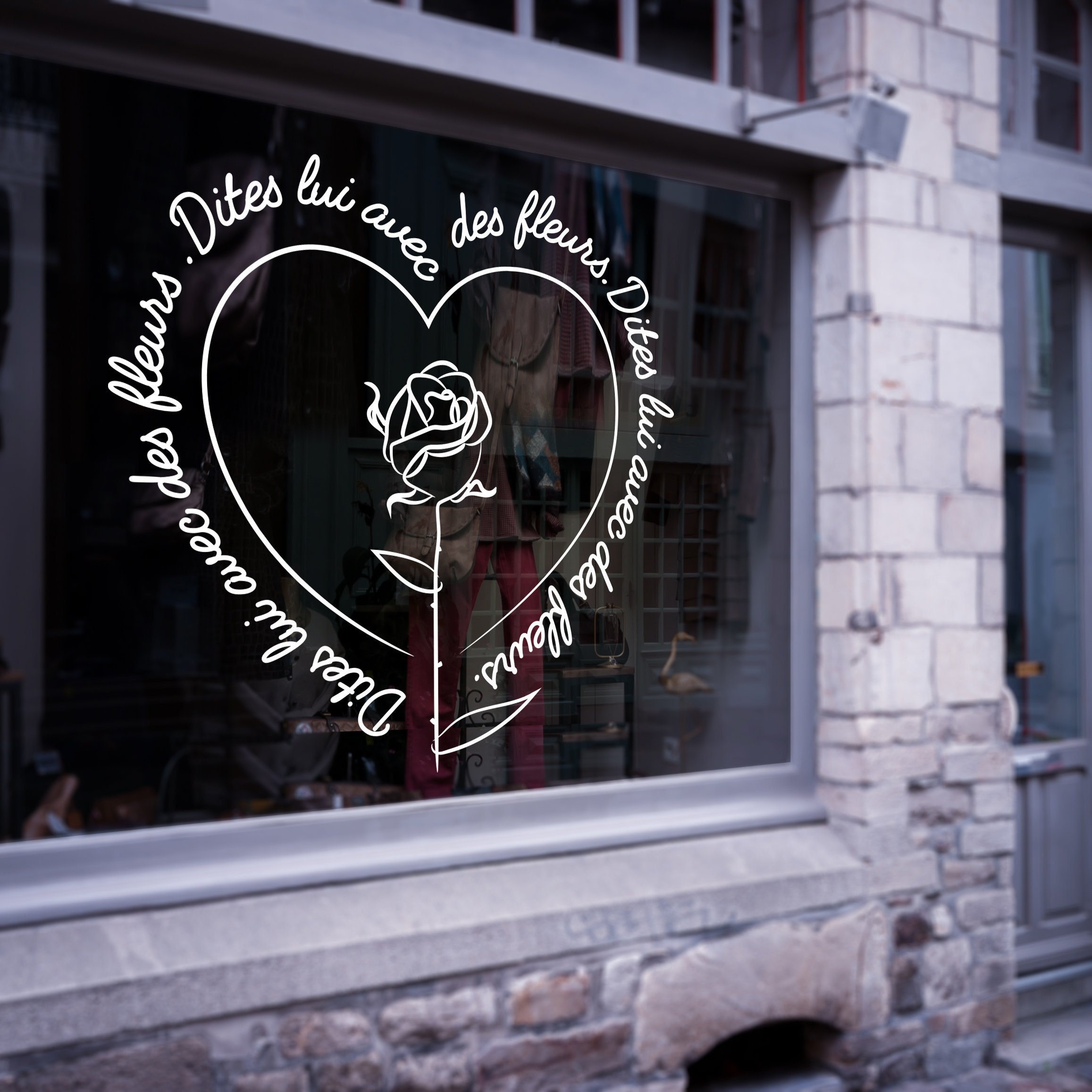 Stickers Vitrophanie St Valentin - 18 Blanc