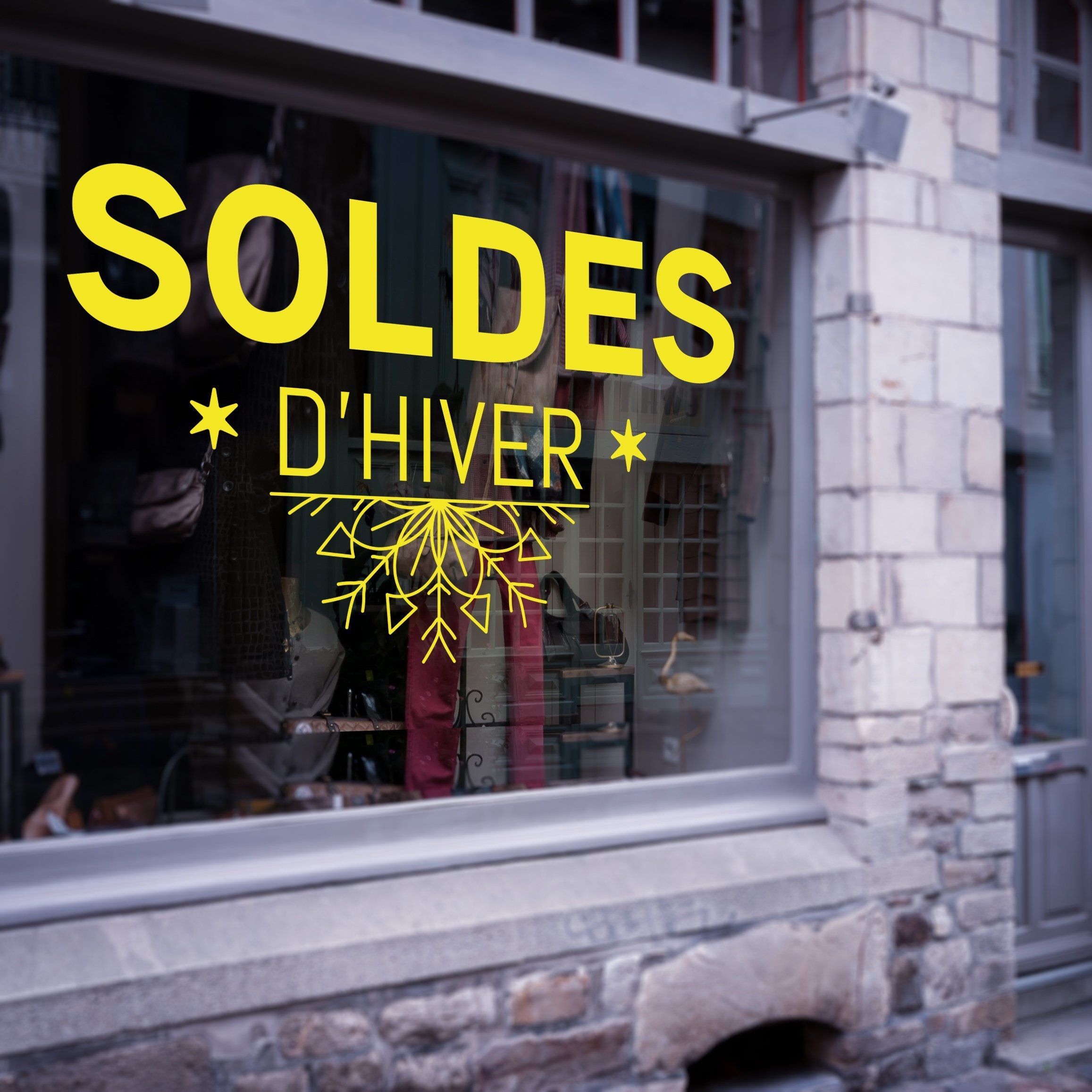 stickers Vitrophanie Soldes Hiver - 05