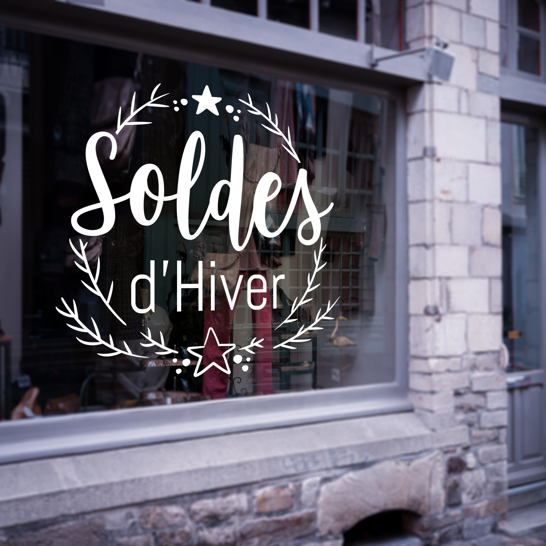 stickers Vitrophanie Soldes Hiver - 03