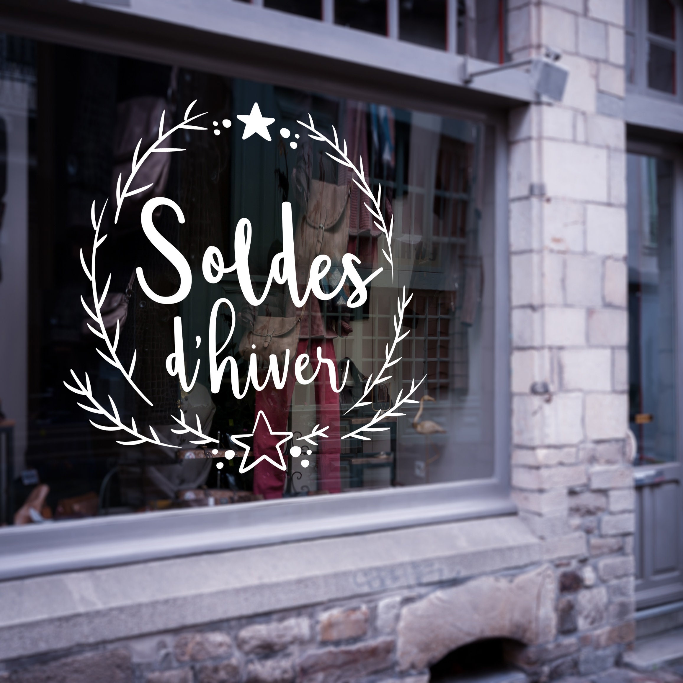 stickers Vitrophanie Soldes Hiver - 02