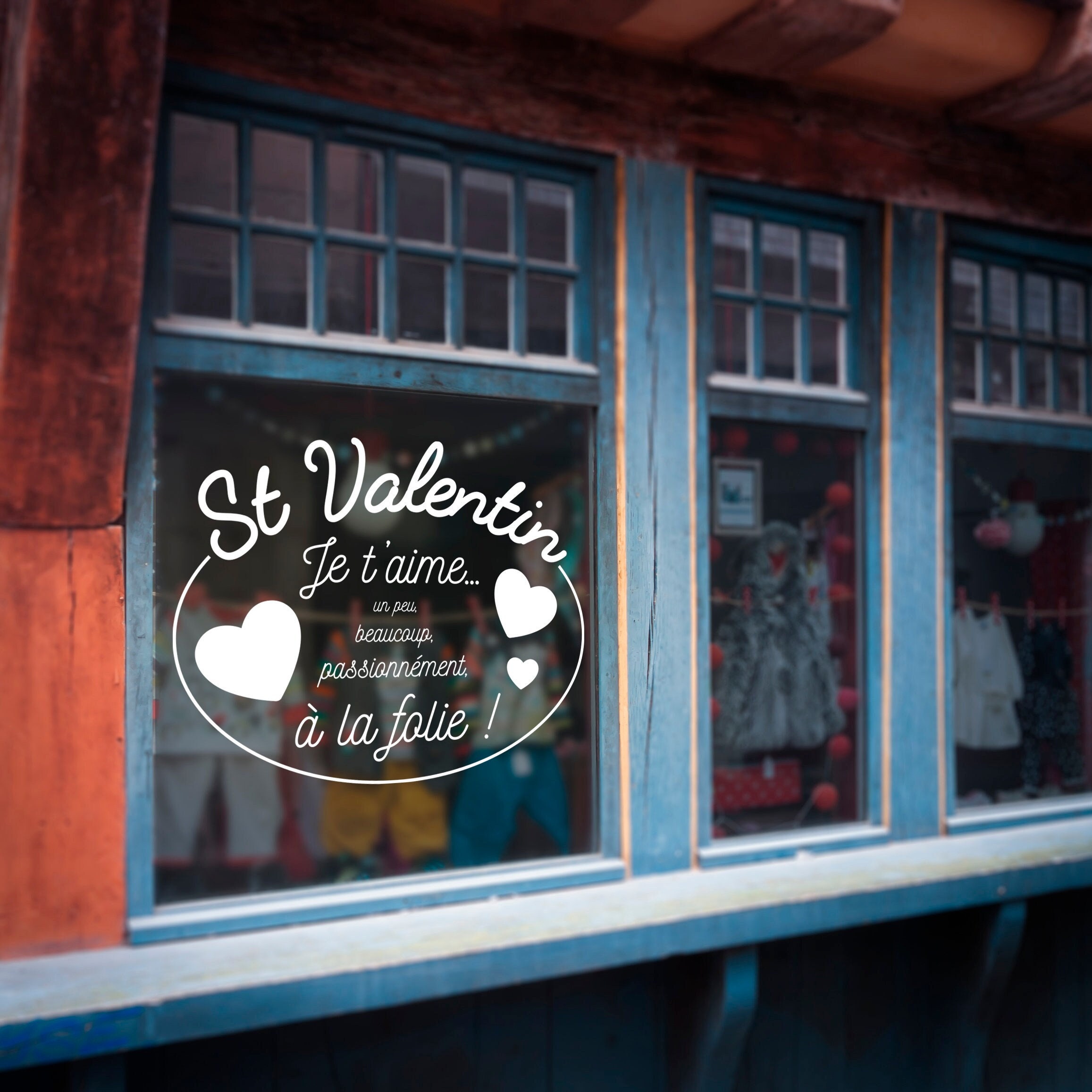 Stickers Vitrophanie St Valentin - 12 Blanc