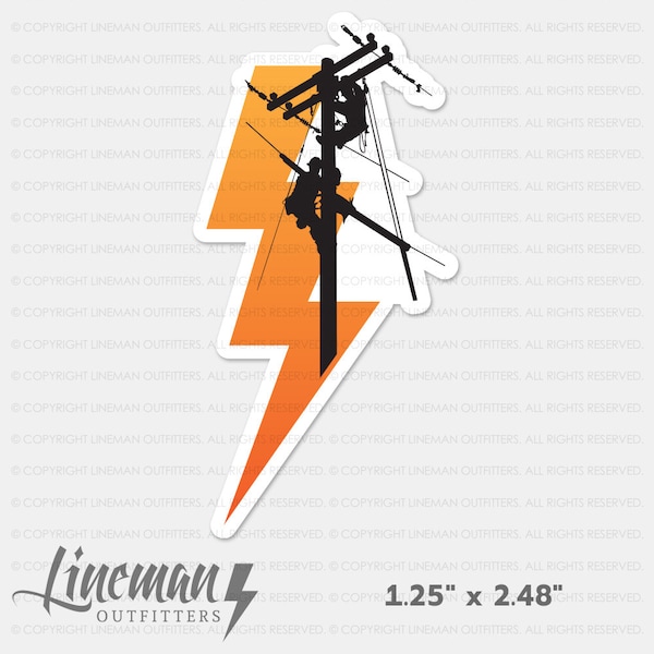 Lightening Bolt & Linemen Hard Hat Decal, Storm Chaser, Power Lineman, Journeyman Lineman, Line Life Sticker, Lineman Gift, Lineman Apparel