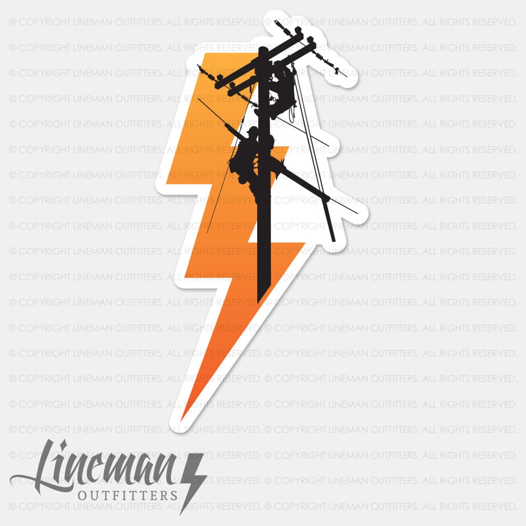 Lightning Bolt & Linemen Hard Hat Decal, Storm Chaser, Power Lineman