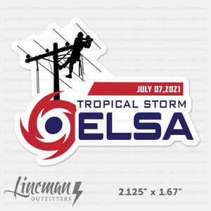 Tropical Storm Elsa 2021 Hard Hat Decals, Storm Chaser, Power Lineman, Journeyman Lineman, Line Life Sticker, Lineman Gift, Lineman Apparel