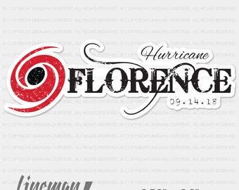 6 Different sizes Decal Hurricane Florence Survivor 2018 Sticker East Coast