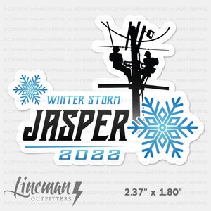 Winter Storm Jasper 2022 Hard Hat Decal, Storm Chaser, Power Lineman, Journeyman Lineman, Line Life Sticker, Lineman Gift