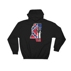 Mississippi State Outline with Flag & Lineman Hooded Sweatshirt