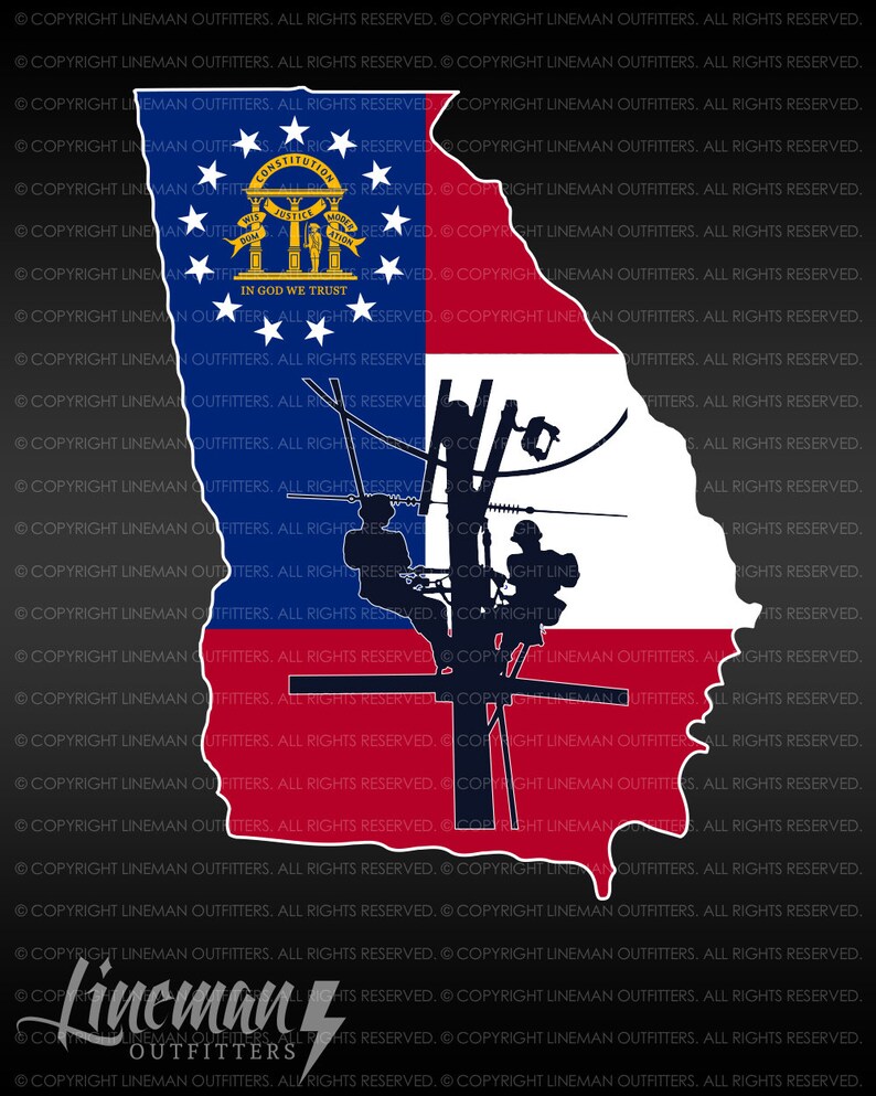Lineman All Weather Decal 6x8 GA State Etsy