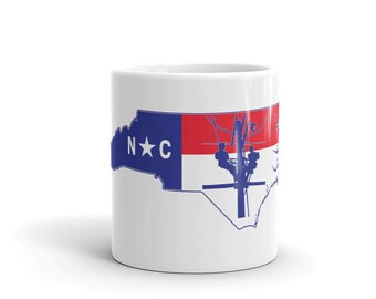 Taza de café Lineman de Carolina del Norte