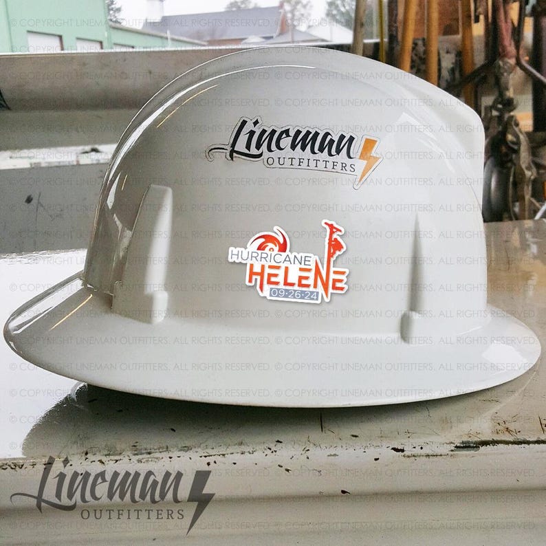 Hurricane Helene 2024 Hard Hat Decal, Storm Chaser, Power Lineman