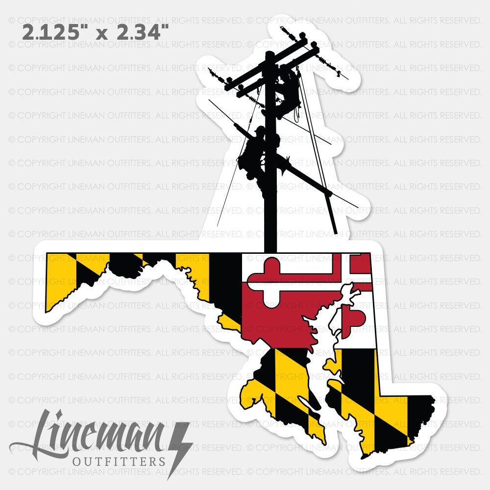 Maryland Lineman Hard Hat Decal Power 