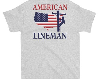 American Lineman, USA Power Lineman Shirt, America, Line Life, Journeyman Lineman, Short-Sleeve T-Shirt