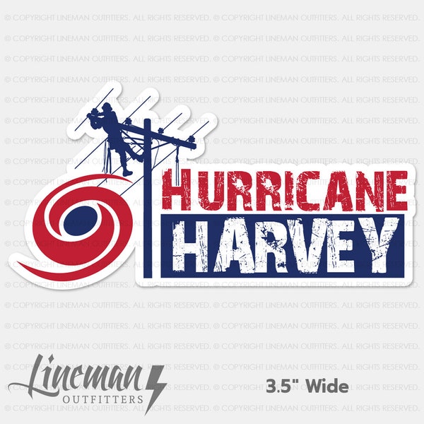 Hurricane Harvey 2017 Hard Hat Decal, Storm Chaser, TX State Texas Outline with Lineman Inlay, Lineman, Power Lineman, Line Life Sticker